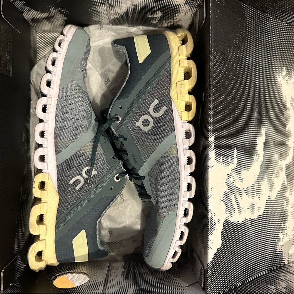 On Running Athletic Shoes - Blue and Yellow